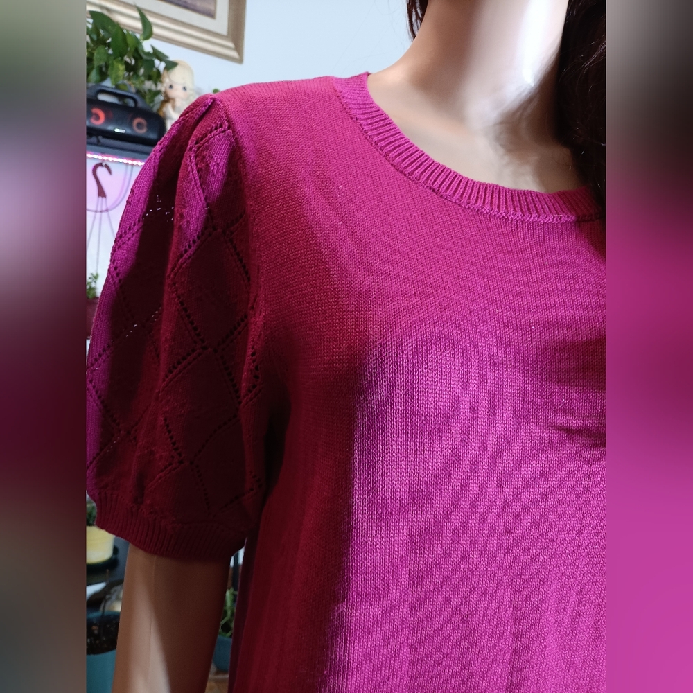 Women's Magenta Knit Top - Picture 6 of 11